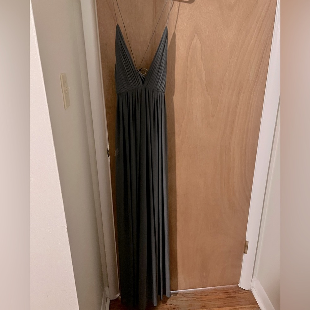 Floor length gray dress